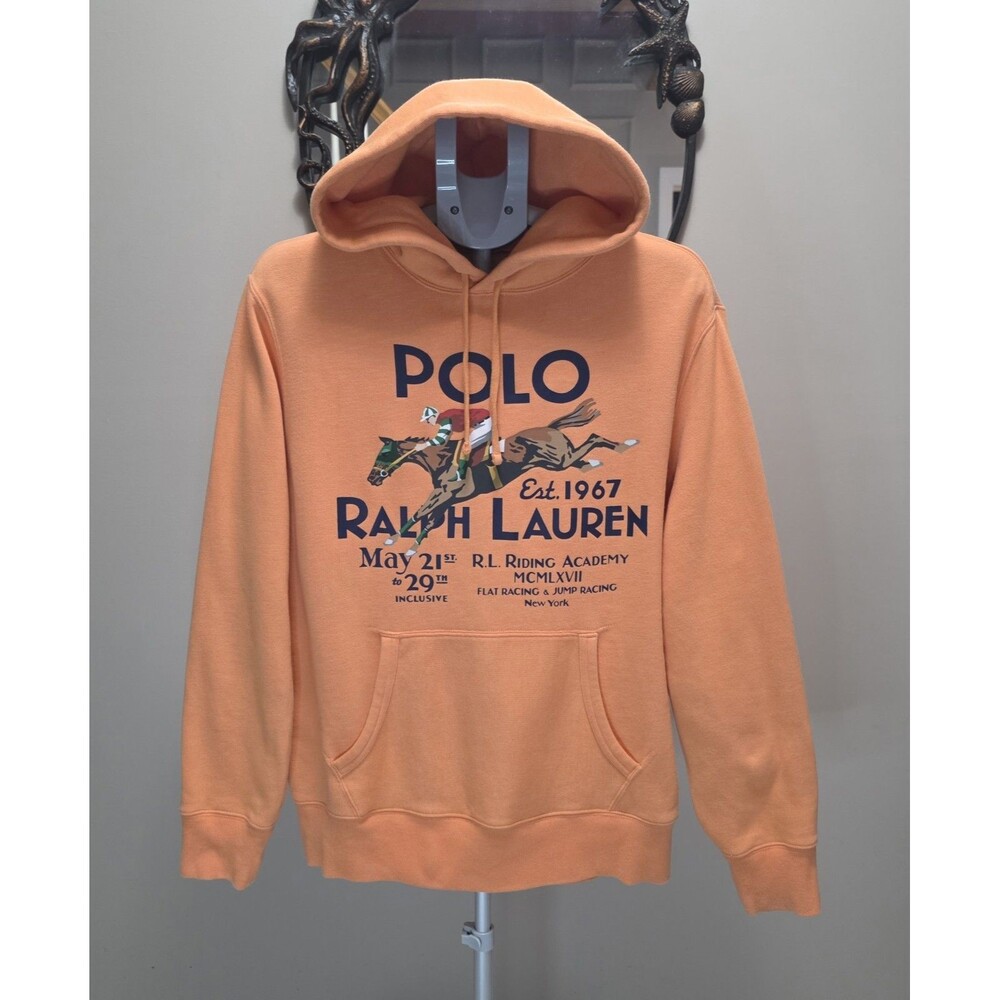 Polo Ralph Lauren Riding Academy Horse Racing Graphic Hoodie Orange Men’s M